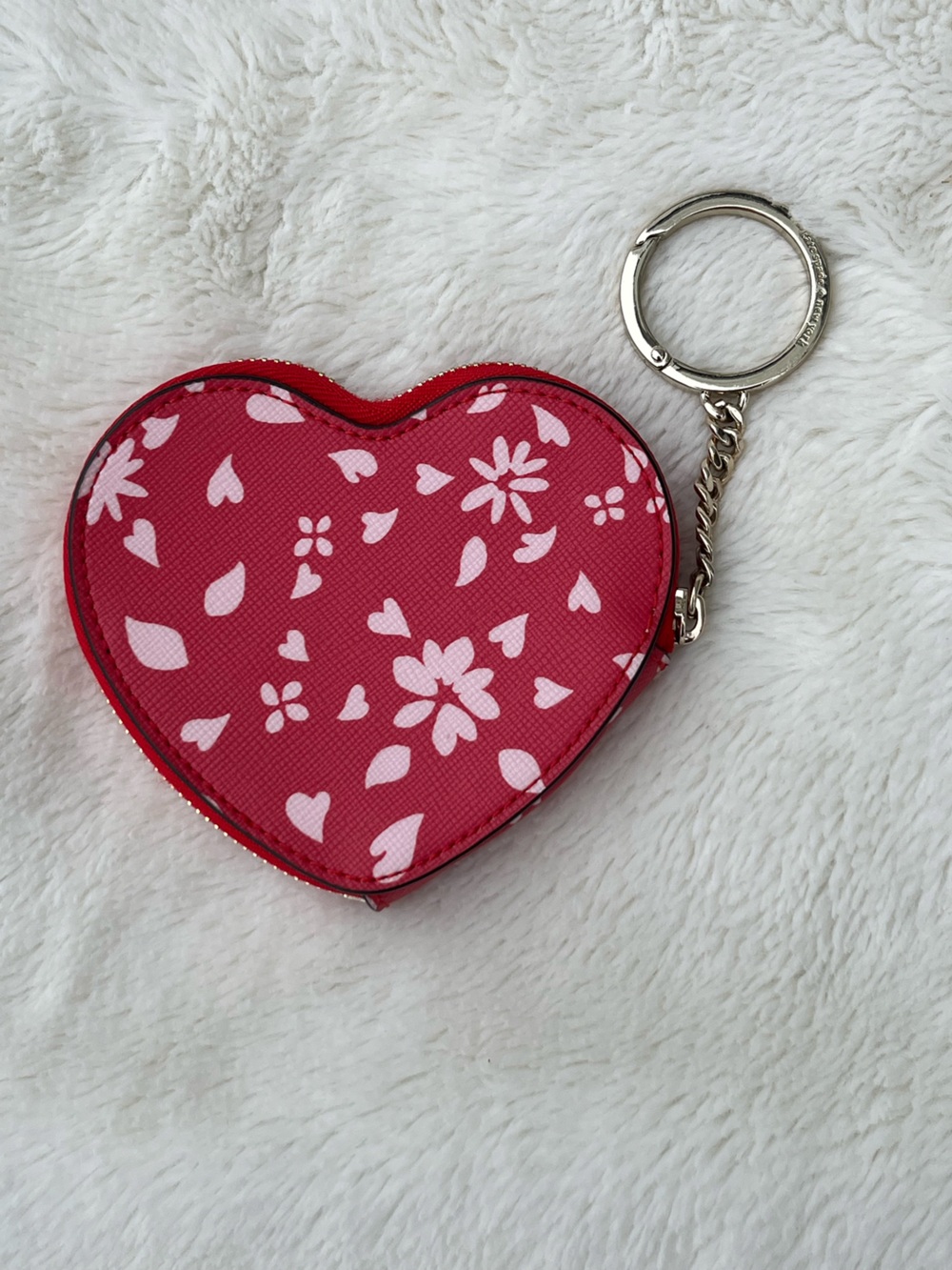 NWOT Kate Spade red and light pink heart coin pouch key fob/coin purse - Picture 2 of 10
